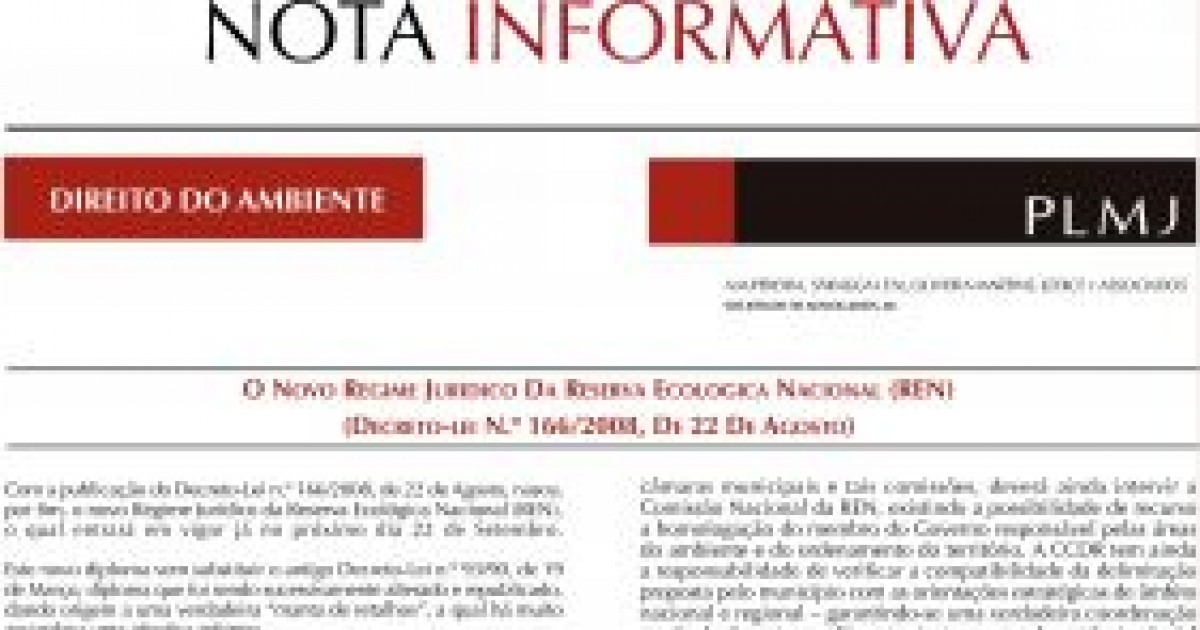 O Novo Regime Jurídico Da Reserva Ecológica Nacional Ren Decreto Lei Nº 1662008 De 22 De 5270